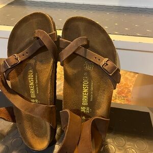 Birkenstock Mayari Tan Leather Cross-Strap Sandals